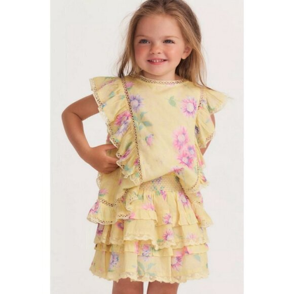 💕LOVESHACKFANCY💕 Billie Skirt ~ Bright Azalea Floral Print Girls 18-24 M NWT - Picture 2 of 15